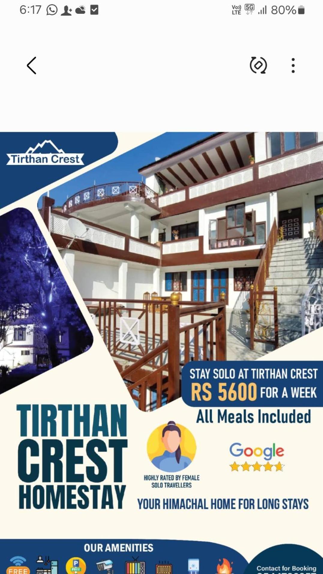 Tirthan Crest Homestay Banjar Екстер'єр фото